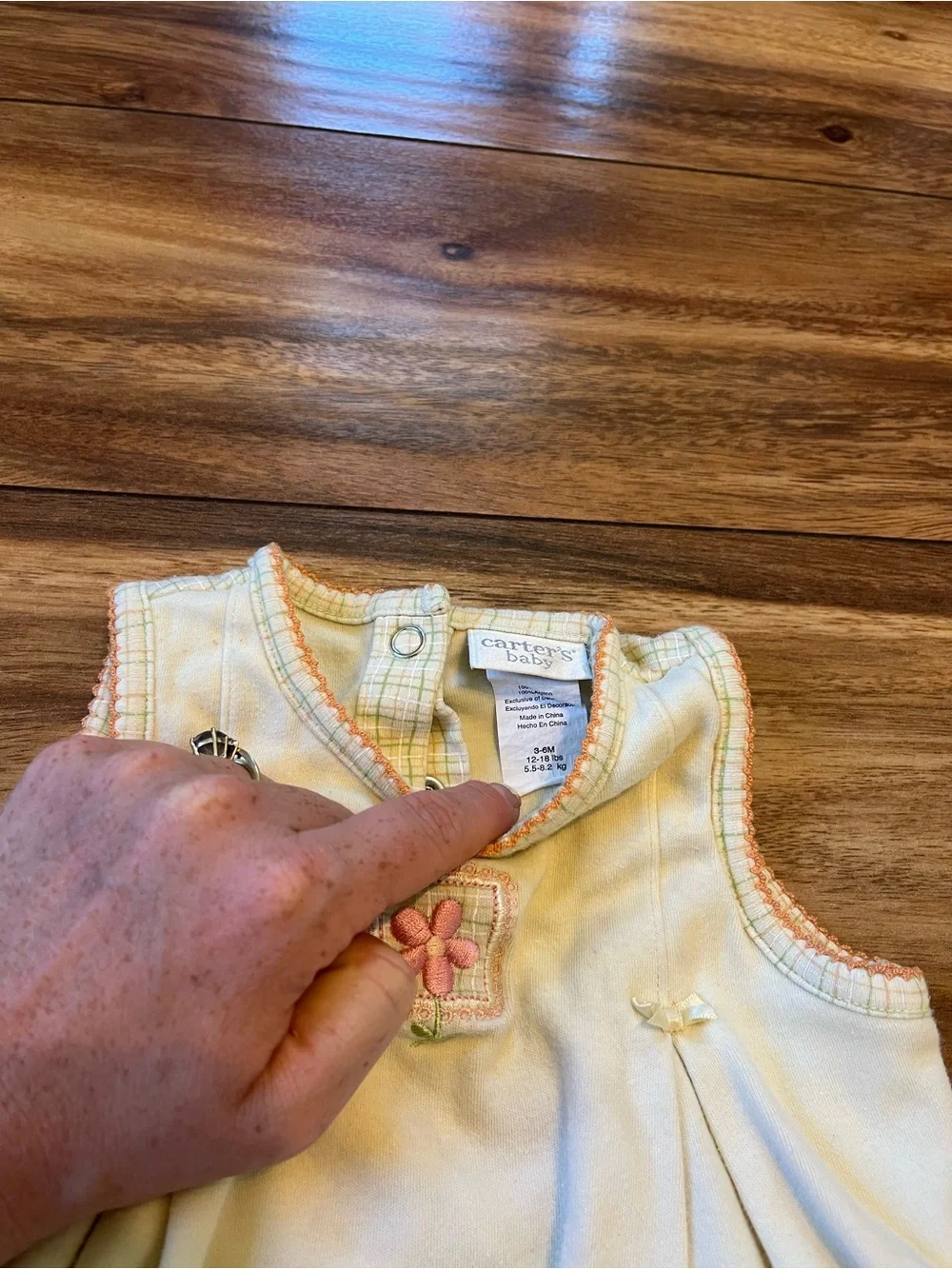 Baby girl 3-6mo carters yellow bubble dress embroidered flower bees cottagecore
